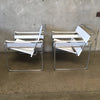 Mid Century Pair of Wassily Style Lounge Chairs In Leather & Chrome