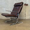 Mid Century Chrome and Leather Sling Lounge Chair