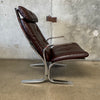 Mid Century Chrome and Leather Sling Lounge Chair