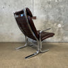 Mid Century Chrome and Leather Sling Lounge Chair