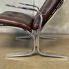 Mid Century Chrome and Leather Sling Lounge Chair