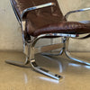 Mid Century Chrome and Leather Sling Lounge Chair