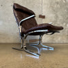 Mid Century Chrome and Leather Sling Lounge Chair