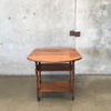 Antique Side Table With Double Drop Downsides & Removable Lower Serving Tray