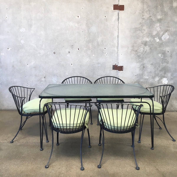 Vintage Glass Patio Table & 6 Chairs