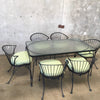 Vintage Glass Patio Table & 6 Chairs