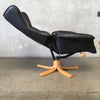 Vintage 1970s Leather Recliner With Ottoman By Hjellegjerde Mobler