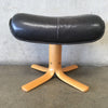 Vintage 1970s Leather Recliner With Ottoman By Hjellegjerde Mobler