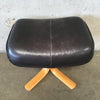 Vintage 1970s Leather Recliner With Ottoman By Hjellegjerde Mobler