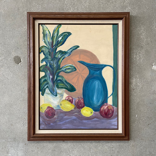 Mid Century Oil on Canvas Painting Still Life by Herb Wilson