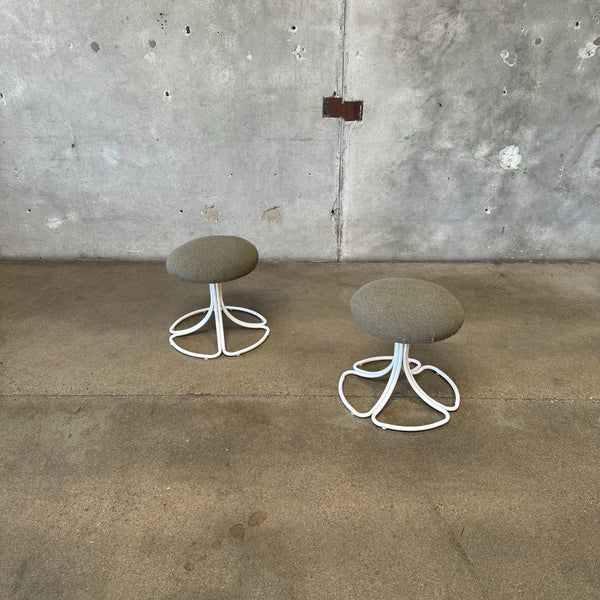 Pair Mid Century Low Stools