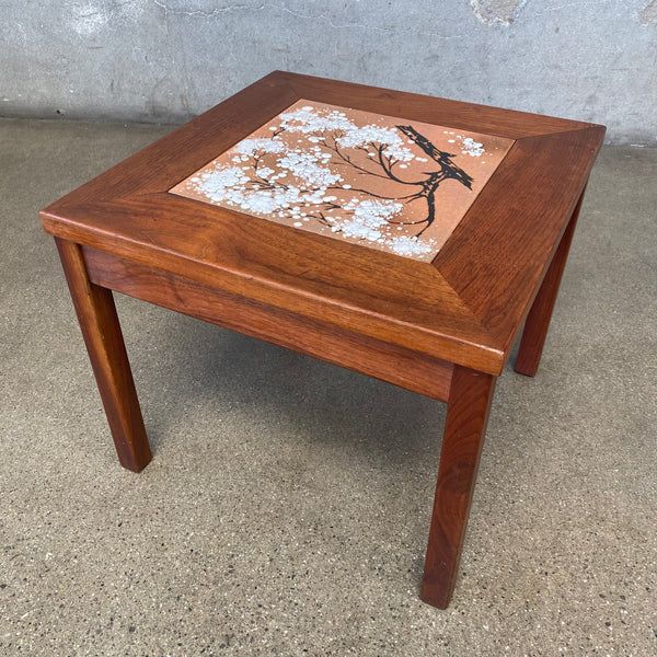 Mid Century John Keal For Brown Saltman Walnut & Enameled Copper Tile Table