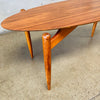 Mid Century Danish Teak Surfboard Coffee Cocktail Table