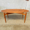 Mid Century Danish Teak Surfboard Coffee Cocktail Table