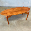 Mid Century Danish Teak Surfboard Coffee Cocktail Table