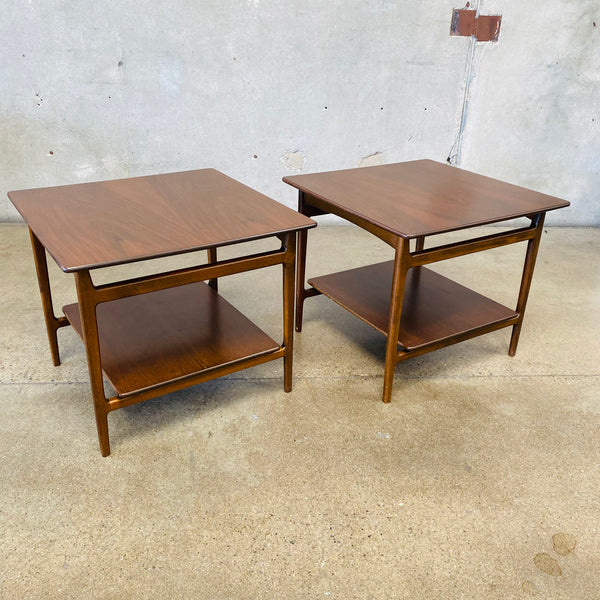 Pair of Danish Modern Walnut Side End Tables for Selig