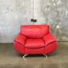 Italian Style Top Grain Red Leather Lounge Chair