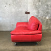 Italian Style Top Grain Red Leather Lounge Chair