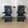 Pair of 1950 Rock-a-Chairs Leather Chrome and Wood, Extremely Comfortable