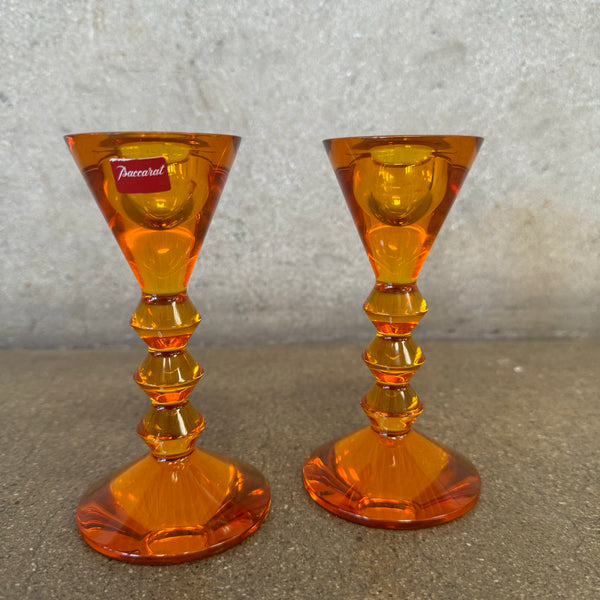 Baccarat Crystal Amber Candlesticks