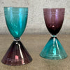 Vintage Teal & Purple Art Glass Martini Glass Set