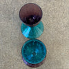 Vintage Teal & Purple Art Glass Martini Glass Set