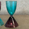 Vintage Teal & Purple Art Glass Martini Glass Set