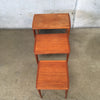 Set of Three Mid Century Modern Teak Stacking Swedish End Tables