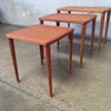 Set of Three Mid Century Modern Teak Stacking Swedish End Tables