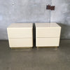 Pair Vintage Post Modern Cream Lacquer Nightstands