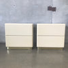 Pair Vintage Post Modern Cream Lacquer Nightstands