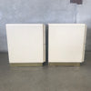 Pair Vintage Post Modern Cream Lacquer Nightstands