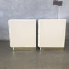 Pair Vintage Post Modern Cream Lacquer Nightstands