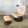 Ekornes Stressless Sand Leather Recliner & Ottoman