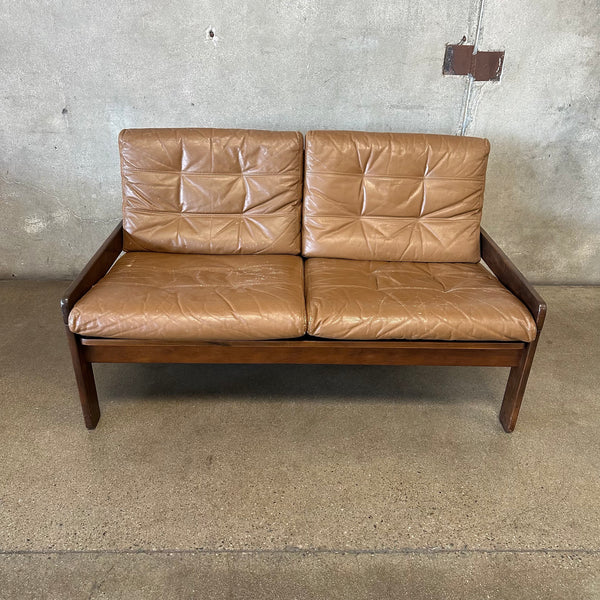 Brazilian Rosewood & Leather Loveseat by OCA