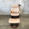 Ekornes Stressless Sand Leather Recliner & Ottoman