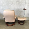 Ekornes Stressless Sand Leather Recliner & Ottoman