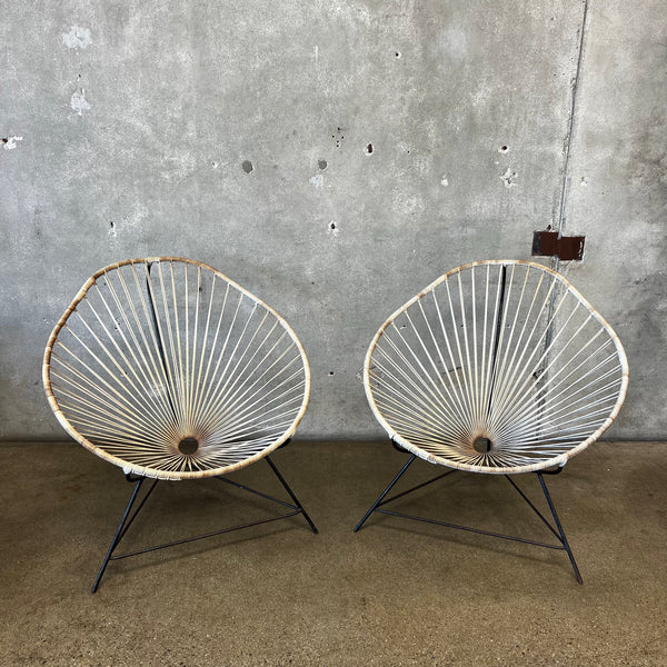 Pair of Previously Used and Patinated Corded Patio Chairs