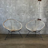 Pair of Previously Used and Patinated Corded Patio Chairs