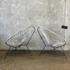 Pair of Previously Used and Patinated Corded Patio Chairs