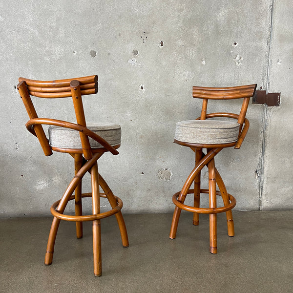 1950's Bamboo Swivel Stools Set