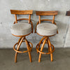 1950's Bamboo Swivel Stools Set