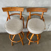 1950's Bamboo Swivel Stools Set