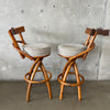 1950's Bamboo Swivel Stools Set