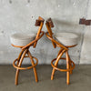 1950's Bamboo Swivel Stools Set