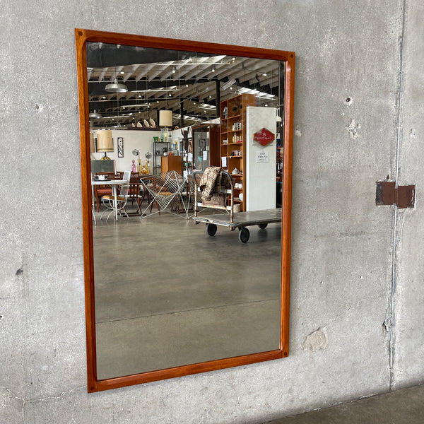 Mid Century Modern Danish Teak Wood Frame Mirror By Aksel Kjersgaard Odder