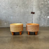 Pair of Vintage Wicker Rattan Stools