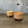 Pair of Vintage Wicker Rattan Stools