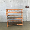 Vintage Bamboo 3 Tier Shelf with Removable Smoky Glass Shelves