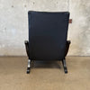 Mid Century Black Button Tuft Lounge Chair With Ottoman